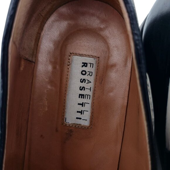 Fratelli Rossetti Italy Mens 6.5US 39.5EU Black White Brera Loafers Dress Shoes - Picture 10 of 11